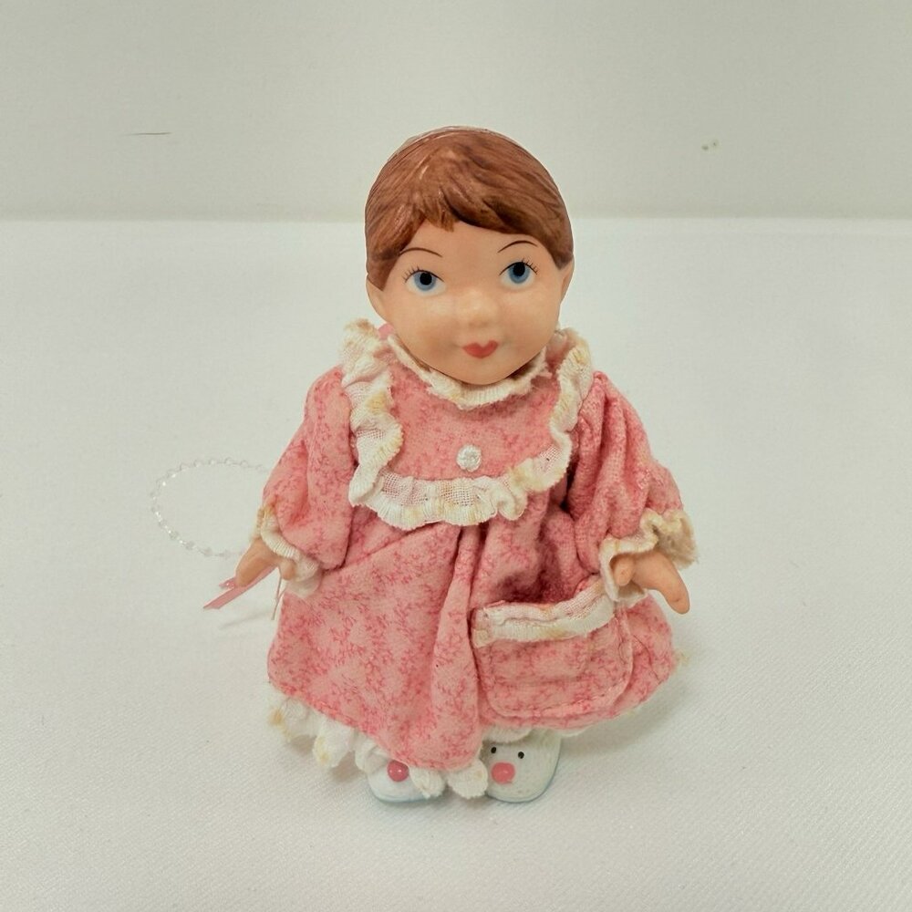 Vintage Hallmark Mistletoe Miss Christmas Ornament Figurine Porcelain Baby Girl